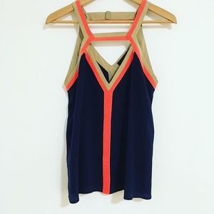 BCBG Maxazria Navy Tank with Neon Stripe